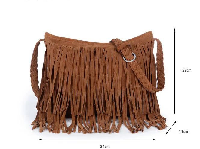 Celebrity backpacks tassel suede fringe leather shoulder messenger handbag hobo bag women tassels clutch purse