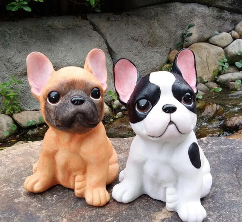 Statue Bouledogue Français En Résine Avec Plateau - Décoration Maison Et Rangement Pratique