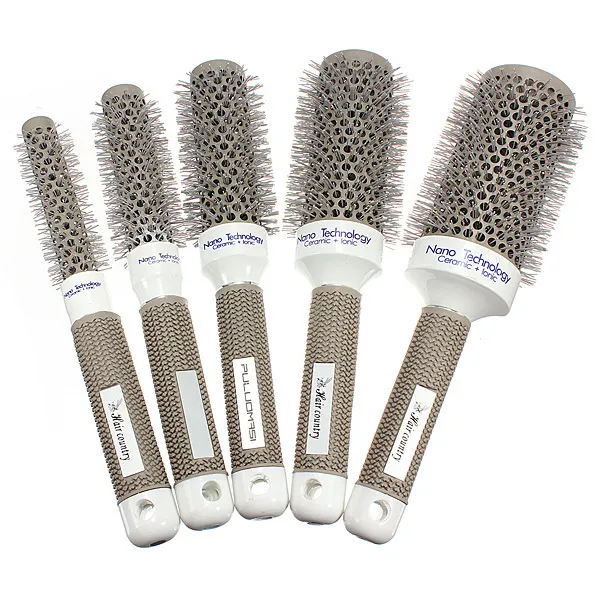 Free Shippiong Professional Ceramic Ionic Round Comb Barber Hairdressing Styling Brushes 5 Sizes Barrel Hairbrush C-61S