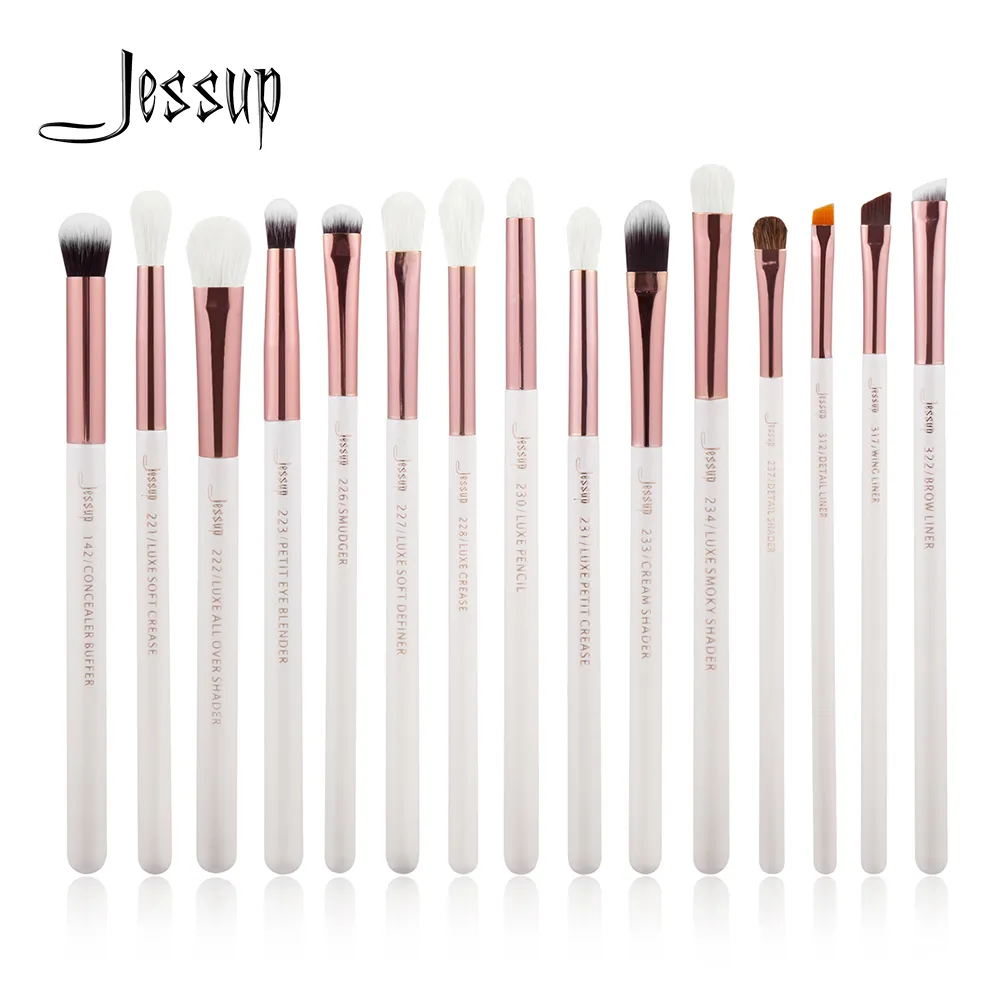 Jessup Pearl White/Rose Gold Professional  Brushes Set Make up Brush Tools kit Eye Liner Shader natural-synthetic hair