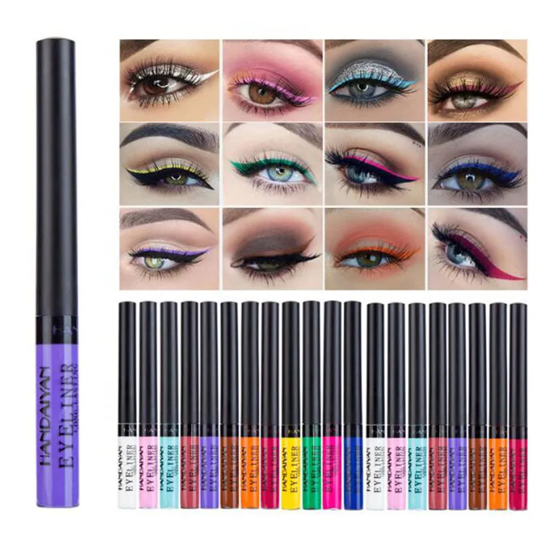 HANDAIYAN Metalik Metal Eyeliner Glitter parlak su geçirmez mor mavi beyaz Sıvı Eyeliner jel Eyshadow Pırıltılı Uzun Ömürlü Pigment