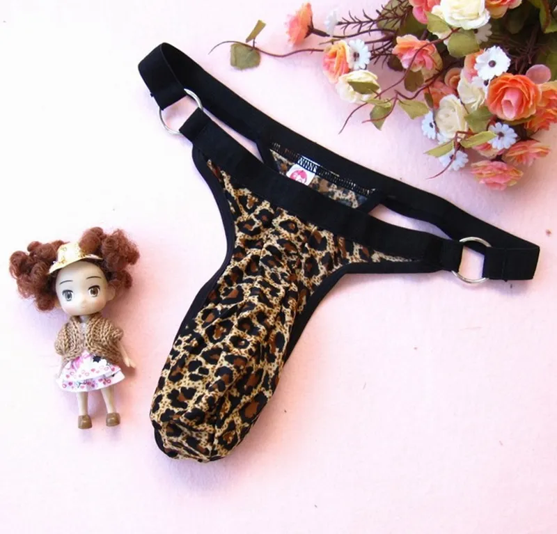 2018 Brand new Leopard Mens Sexy Lingerie pene guaina intimo Mens grande marsupio perizoma perizoma Gay lingerie DHL