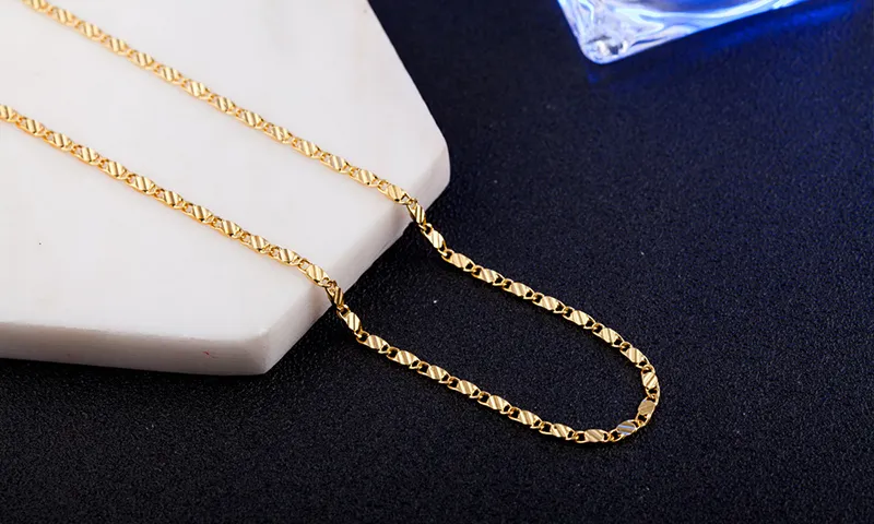 2 MM 18 k Gouden Kettingen Ketting Mode vrouwen choker kettingen Voor Dames Luxe Sieraden 16 18 20 22 24 26 28 30 inch