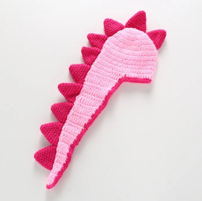 Costume Dinosaure En Crochet Pour Bébé – Accessoire Photo Doux Et Mignon (rose/vert) - 11