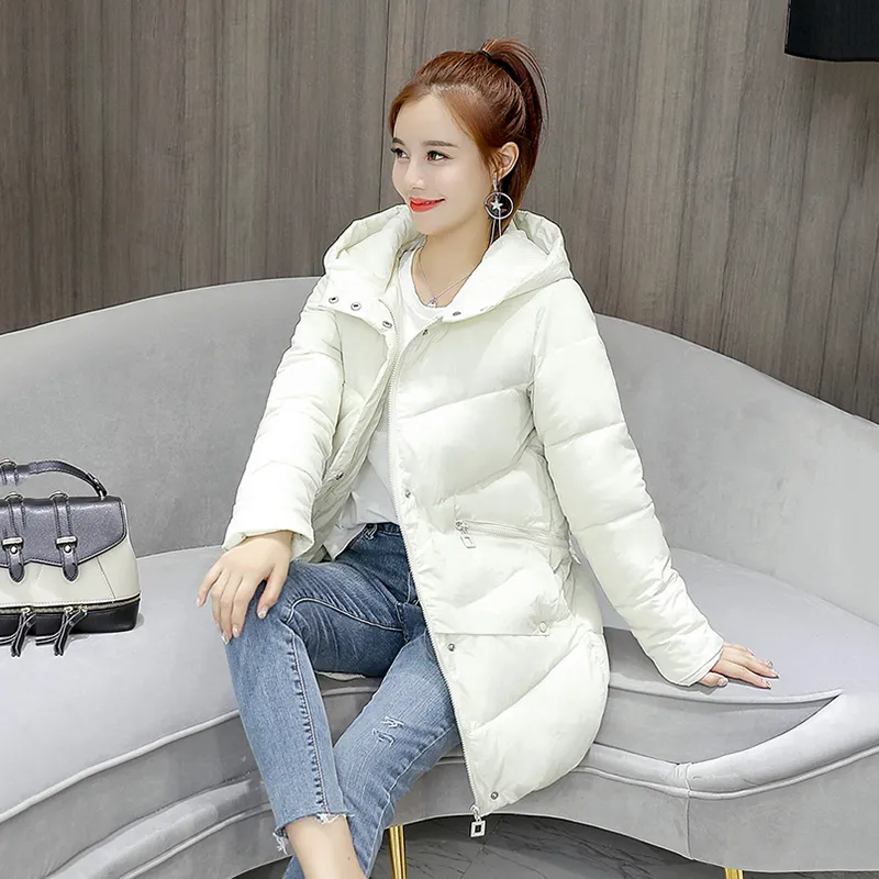 Long winter jacket female 2018 fashion hooded warm down jacket coat womens casual loose cotton padded parkas ladies cotton coats