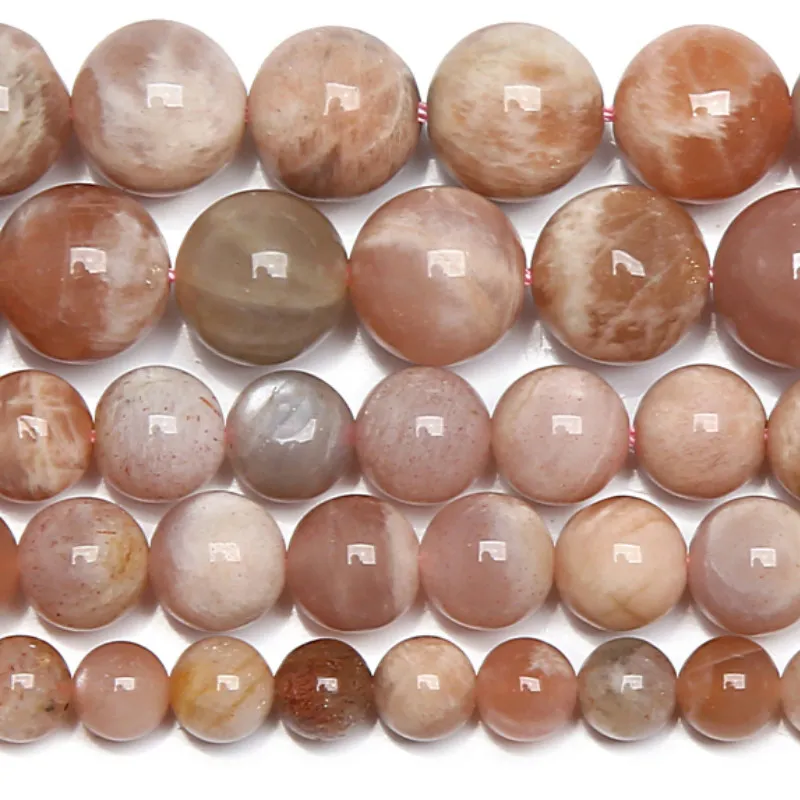 8 milímetros Natural Peach Moonstone rodada solta pérolas 15" Strand 6 8 10MM Tamanho picareta para fazer jóias