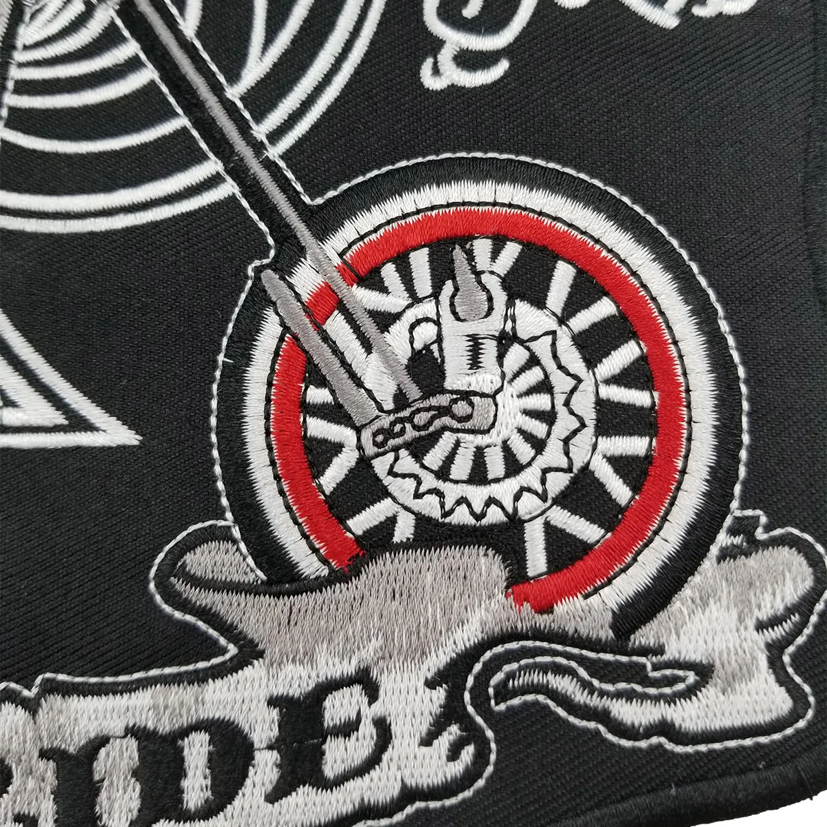 Parches de motociclista bordados enormes de 10,5 pulgadas personalizados al por mayor para la parte posterior de la chaqueta MC Surport PUNK LUCKY 7