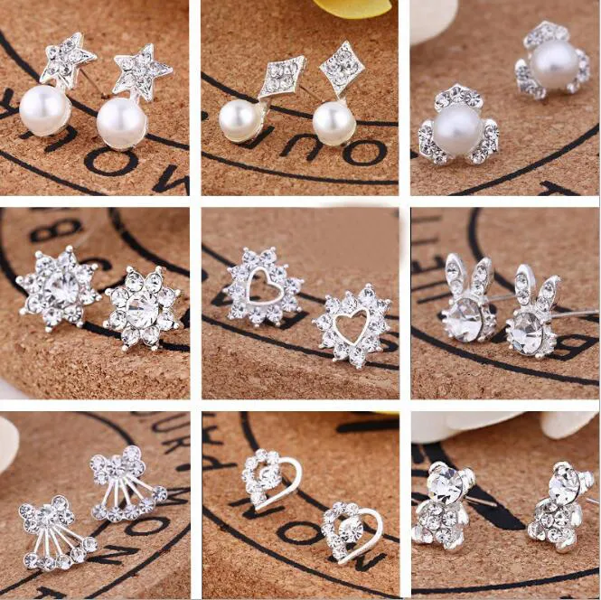 Multi style Extravagance and glittering fashion delicate Rhinestone Ear Studs pearl earrings girl Madam jewelry 