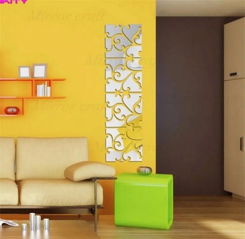 3D Mirror Wall Stickers Ny r Heminredning Akryl Mural Big Mirror