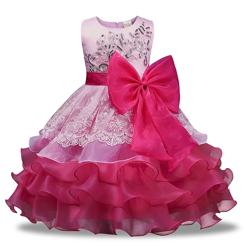 Baby girls big Bow lace TuTu dress Children Sequins cupcake princess dresses 2018 new Boutique Kids Clothing Ball Gown C3687