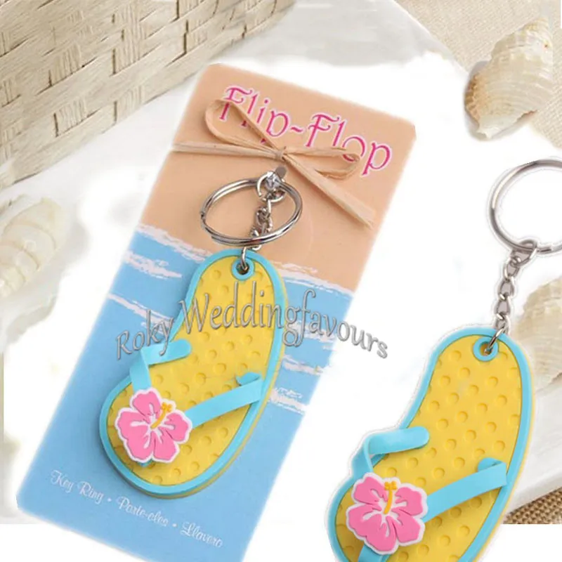 20st Flip Flop Keychina Bröllop favoriserar Slipper Keychain Party Favor Souvenir Beach Theme Event Giveaways Reception Keepsake