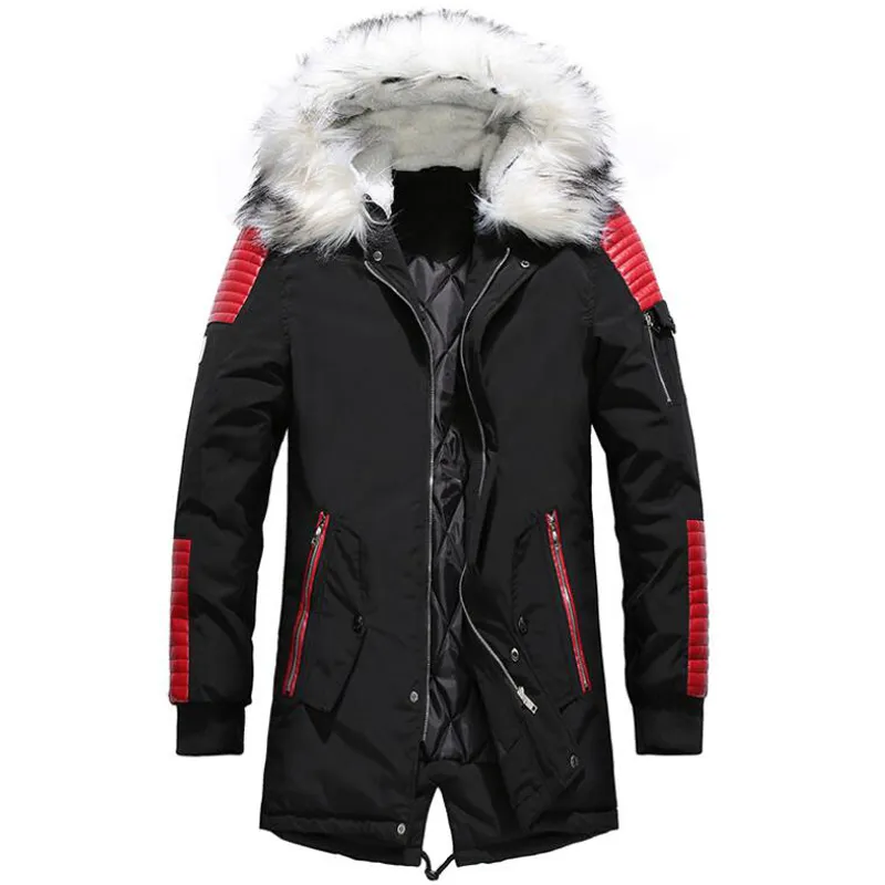 Winterjas Mannen Bont Dikke Windjack Lange Jas Chaqueta Hombre Mens Casual Uitloper Winterjassen Bomber Leren Hooded Jassen