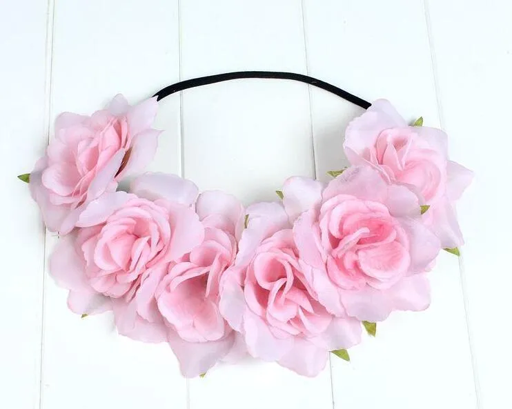 Mode Rose fleur bandeau chapeaux femmes fille élastique bandeaux coréen Floral bandes de cheveux cheveux accessoires coiffure