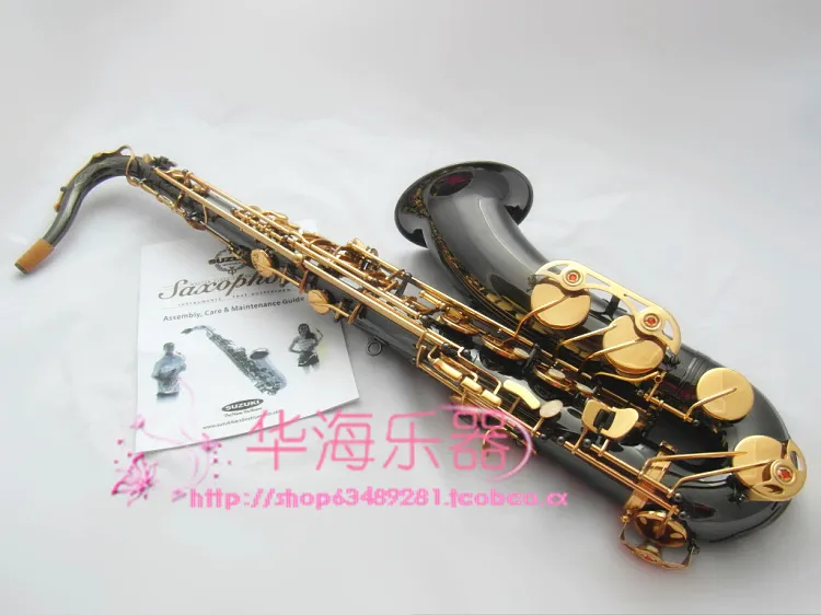 Japanska Suzuki Professionella prestanda Musikinstrument BB Tone Tenor Saxofon Brass Black Nickel Gold Sax Gratis frakt