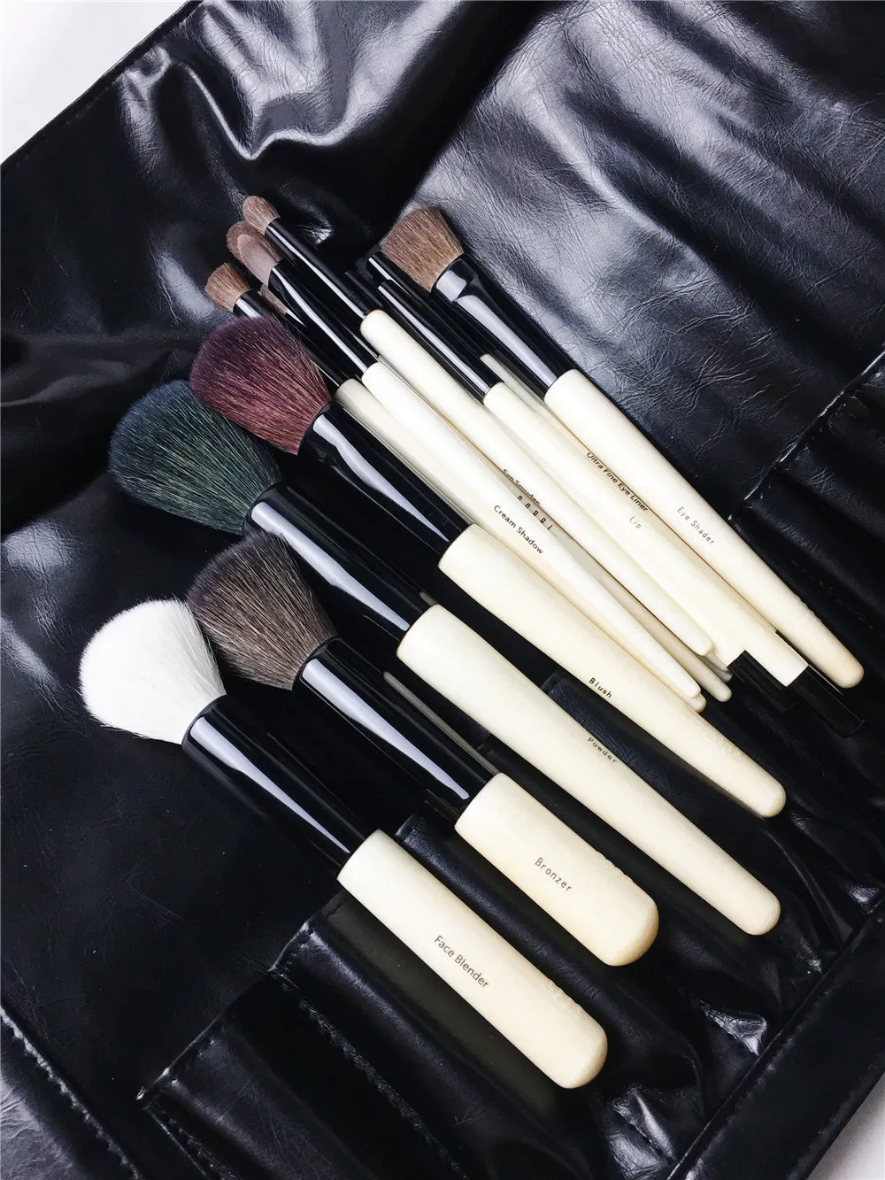 18 brosses Brushes de maquillage complètes Ensemble avec poche - Poignée en bois de qualité Kit de brosse de beauté Kit cosmétique Méximeux