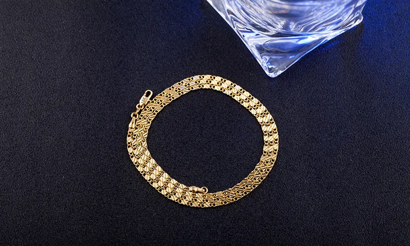 2mm 18K Goldketten Halskette Mode Frauen Choker Halsketten Für Damen Luxus Schmuck 16 18 20 22 24 26 28 30 Zoll