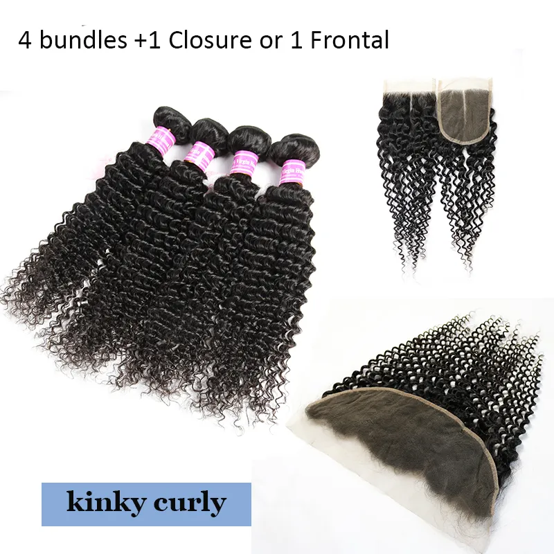 10a klasy Human Virgin Hair Remy Wiązki Prosto ciała Deep Water Wave Z Koronką Zamknięcie Frontal Pre plucked Dla Black Women przednia Weave Rozszerzenia Wątek Kinky Curly