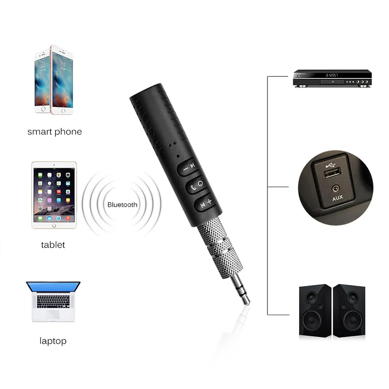 Kablosuz Bluetooth Kiti Audio Alıcı Handfree 3,5mm Jack Aux Araba Müzik Çubukları Ev Otomatik Stereo Sistemi