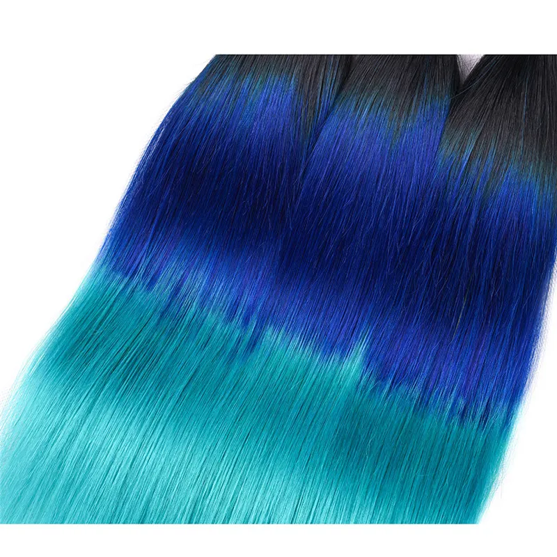 3 톤 1bblueteal 옴브 페루 인간 머리 확장 더블 wefts 다크 뿌리 블루 청록색 옴브 처녀 머리 짜기 3 번들 D7992685