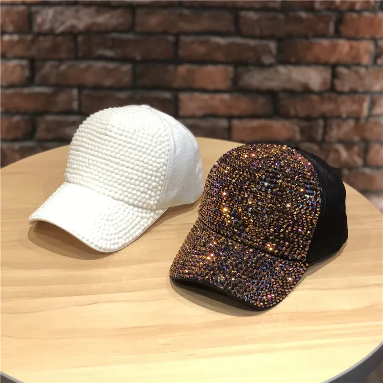 Cappelli Donne Fashion Baseball Caps Primavera Estate Sun Hats Handmade Diamond-Encrusted Cappelli da sole Uomini e donne
