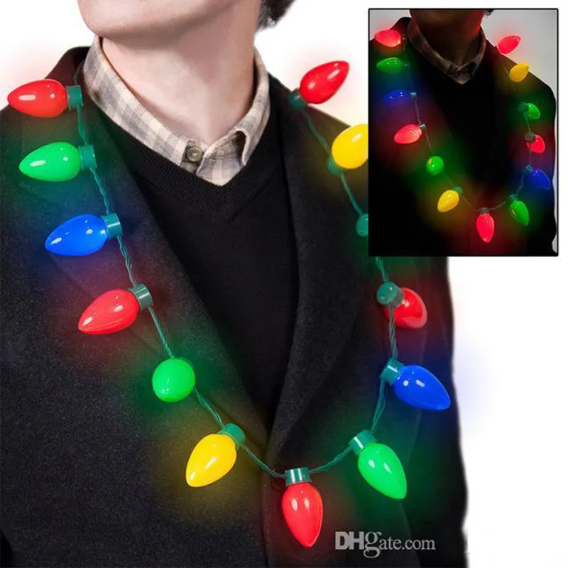 Lumières de Noël Collier LED Light Up Ampoule Party Favors Pour Adultes Ou Enfants Comme Un Nouvel An Cadeau LED Collier