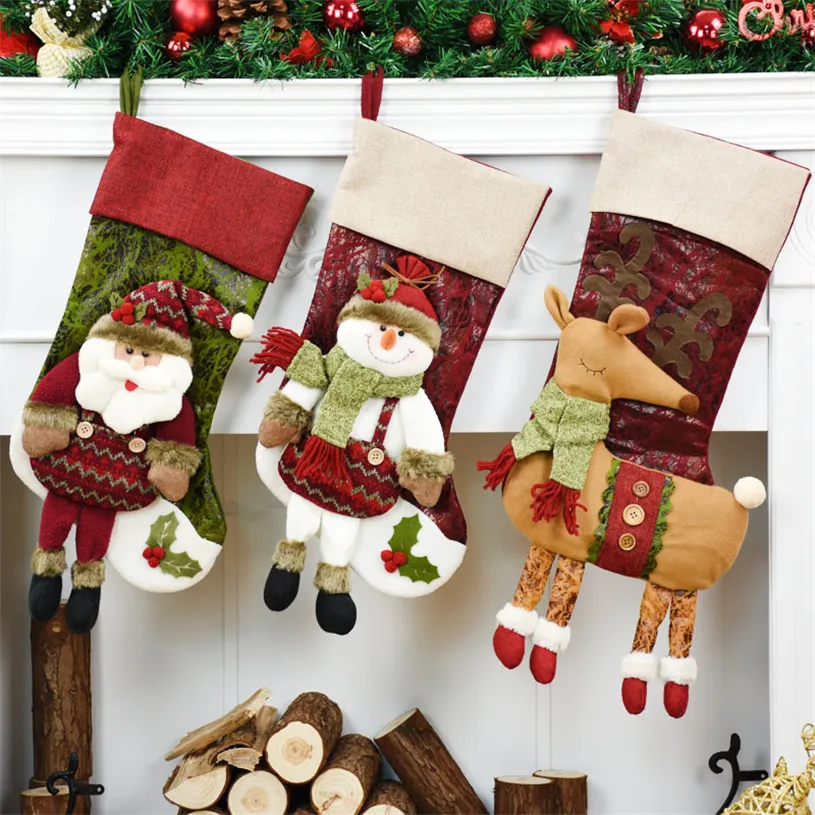 Adornos navideños para el hogar Bolsa de Navidad Árbol de Navidad Decoración colgante Medias de Papá Noel Sacos de Papá Noel Adornos natales