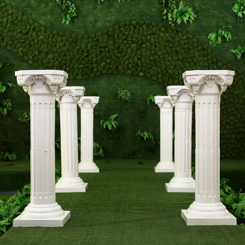 Ny ankomst Fashion White Roman Column Wedding Centerpiece Road Bly med vasen och bukettuppsättningar för Party Event Decoration Props