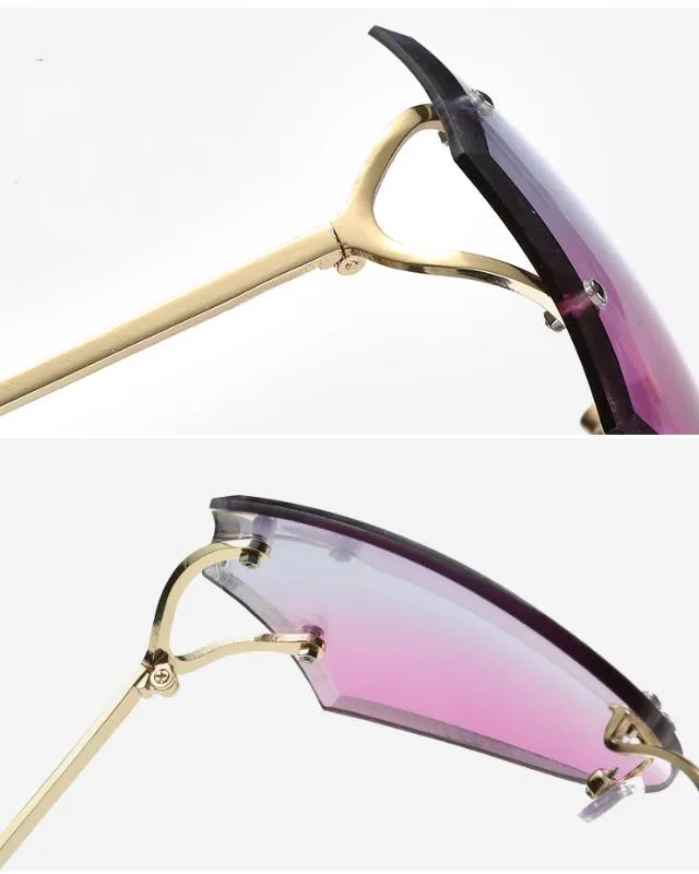Rimless Polygonal Sunglasses Cool Design Sun Glasses Light Color Lenses Wholesale Eyewear Shop