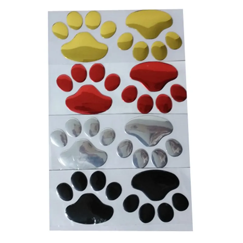 100PR/LOT Auto decals with Dog paw Bumper Stickers soft pvc Footprint silver Cool cheap car decals