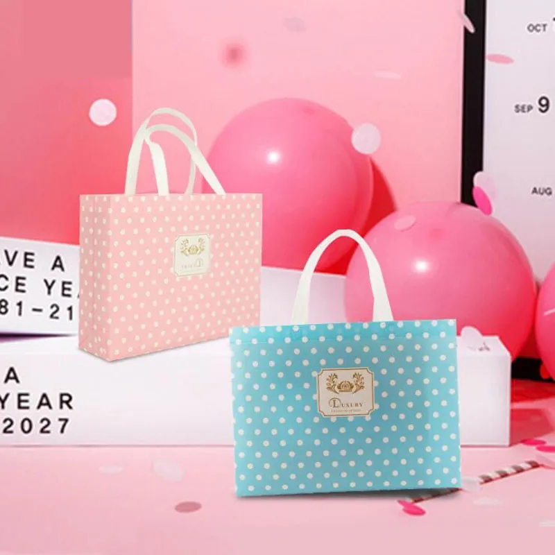 Saco não tecido azul / cor-de-rosa de pano da bolsa da propaganda para a roupa / sapatas grandes sacos de empacotamento ZA6316 do presente de compra das telas