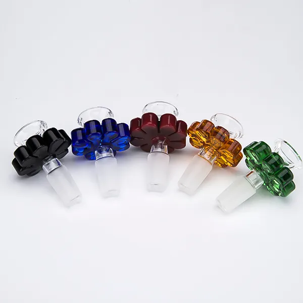 Farbige Glasschüssel Kräuterhalter Blumenstil 10 mm 14 mm 18 mm männlicher Rauchzubehör für Glas Bong Wasserrohr