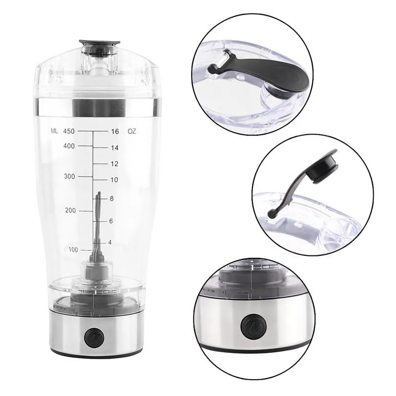 Bottiglia shaker automatico proteine 450 ml BPA Free Portable Protein Vortex Mixer Cup Bottiglie sportive a tenuta stagna