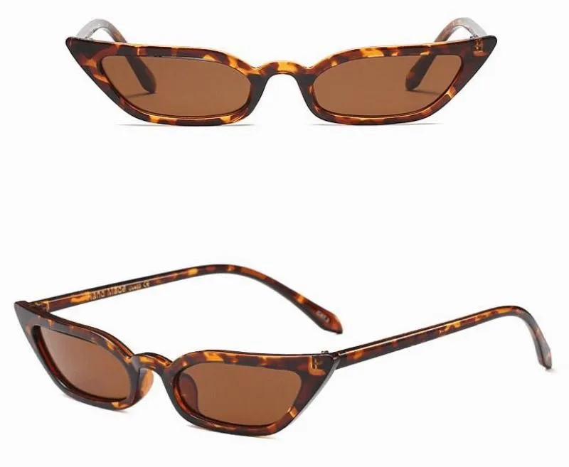شارب القط العين النساء النظارات الشمسية إطار نحيف امرأة صن النظارات UV400 البلاستيك حلوى الألوان حافة وعدسات معدنية المفصلي نوعية جيدة
