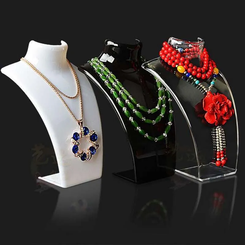 En gros Boucle D'oreille Collier Ensemble De Bijoux Cou Modèle pas cher Résine Acrylique Bijoux stand Mannequin Avoir 3 bracelets de couleur Pendentif Présentoir Titulaire