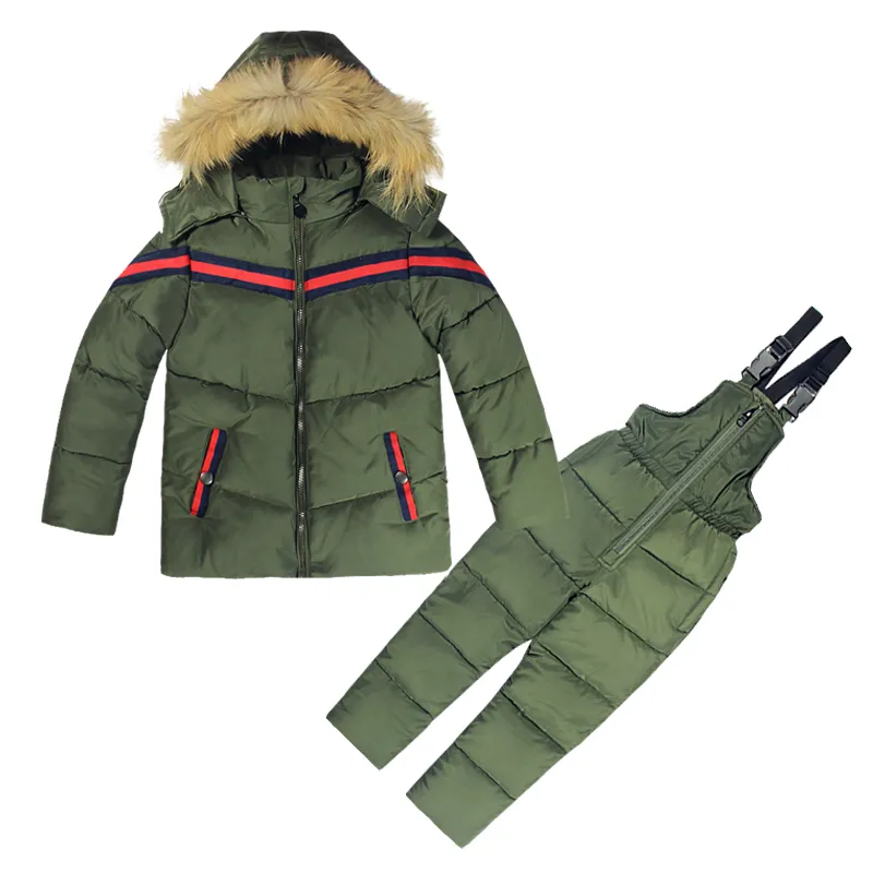 Winter Kinder Kleidung Jungen Mädchen Winter Daunenmantel Kinder Warme Jacken Kleinkind Schneeanzug Oberbekleidung + Strampler Kleidung Set Russisch