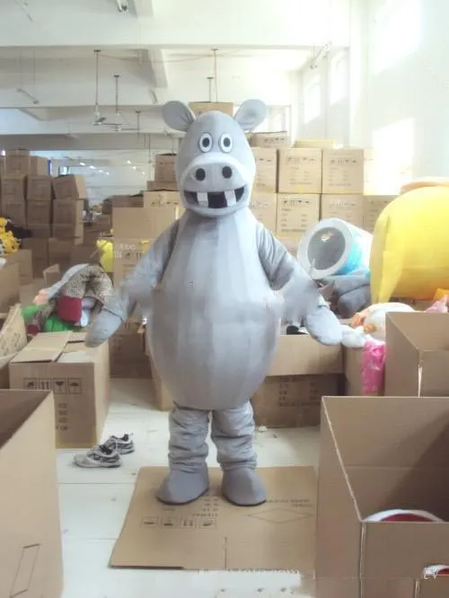 2018 vente chaude costume de mascotte d'hippopotame gris pour adultes tenue de Noël Halloween costume de déguisement livraison gratuite