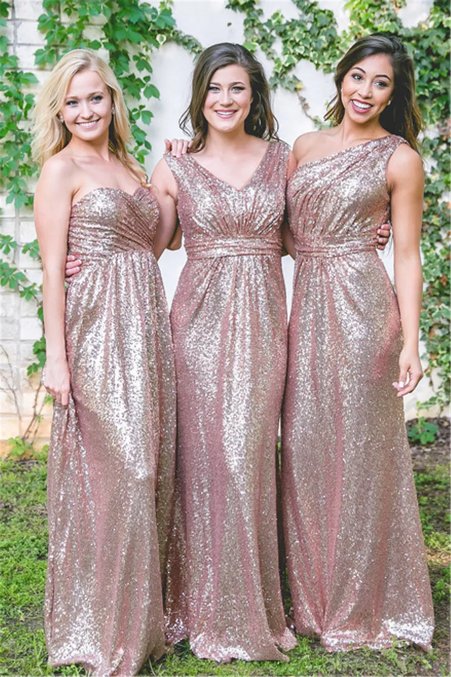 STARLA SEQUIN DRESS Long Sequin One Shoulder Bridesmaid Dress Cheap A Line Pleated Bridesmaid Dresses