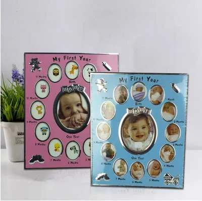 1-12 Month Newborn Picture Frame Monthly Photo Frame Metal Photo Frame for Baby Wall Photo Holder Best Gift Room Decorations