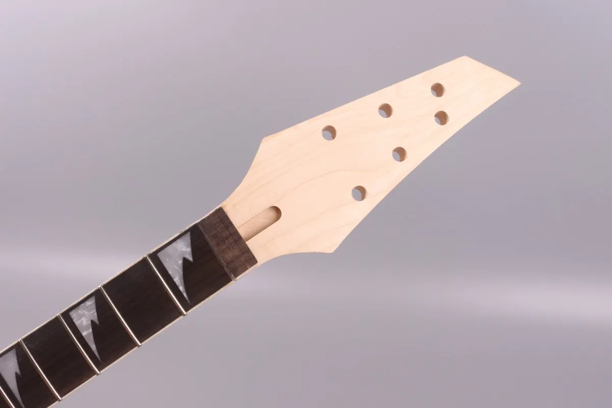 Yinfente E-Gitarre Hals Ersatzteile 22 Bund 25,5 Zoll Ahorn Palisander Griffbrett Halsstab Schraube auf Feststellmutter JK Kopfplatte # JK82