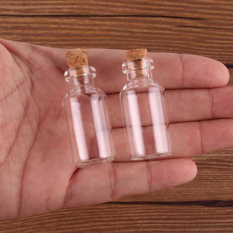 18 * 40 * 7mm 5ml Mini vetro Wishing Bottles Tiny Jars Fiale con tappi ciondolo Cork artigianato