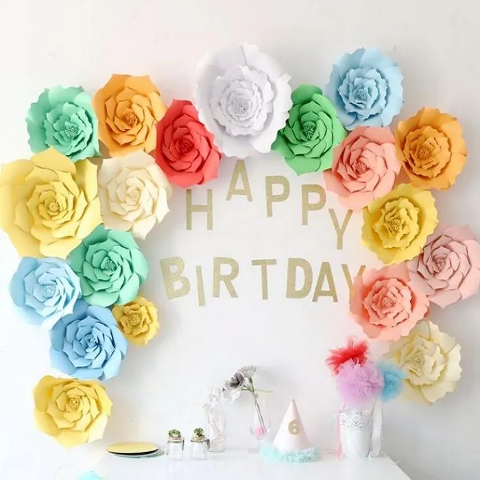 Toile de fond de fleurs de papier pour la décoration de fête de mariage d'anniversaire Craft DIY Favoriser la douche de bébé, etc.