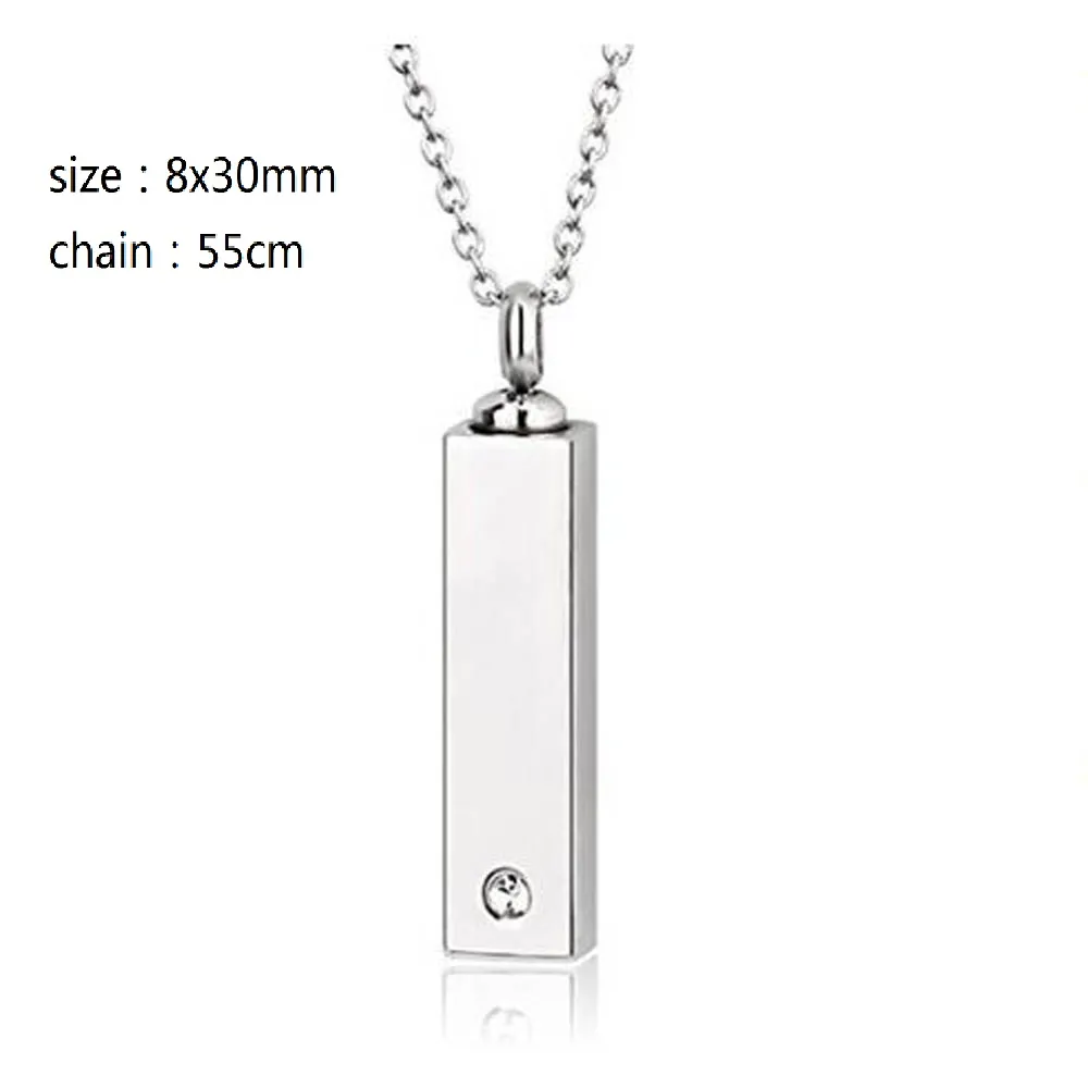 Custom-made a variety of names personality square cylinder boxs ashes urn cremation funeral pendant necklace fashion jewelry