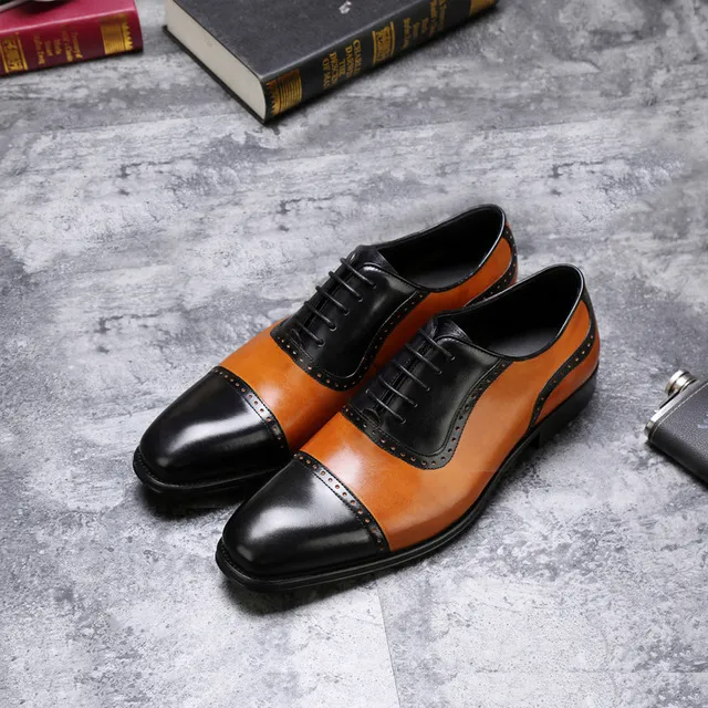 Genuine Spring Autumn Men Leather Single Lace Up Italian Dress Oxfords Business Wedding Shoes 78