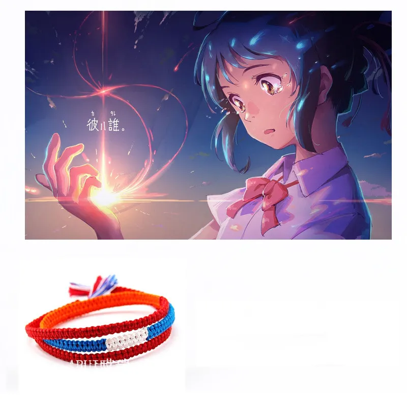 Japansk Anime Kimi No Na Wa Ditt namn Mitsuha Miyamizu Taki Tachibana Cosplay Rope Bracelet Handgjorda ornament