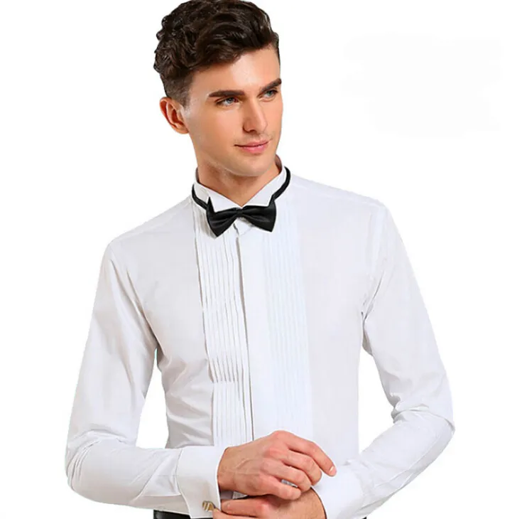 Chemises pour hommes à manches longues, chemise de smoking de mariage, couleurs pures276m