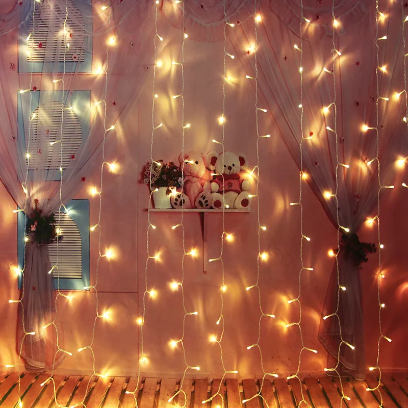 Свет шнура занавеса LED фея сосулька огни полосы в помещении на открытом воздухе фестиваль день рождения свадьба украшения сада свет строки