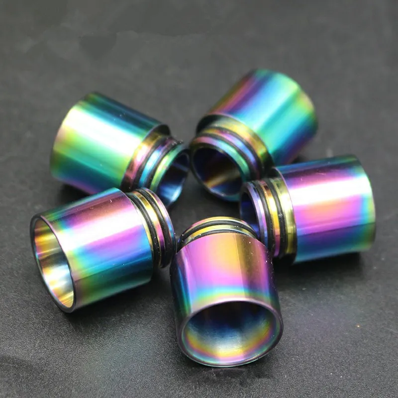 510 810 Thread Drip Tips Rainbow Color Stainless Steel SS Drip Tip for Wide Bore Mouthpiece TFV8 TF12 Prince Tank Bulb Glass DHL