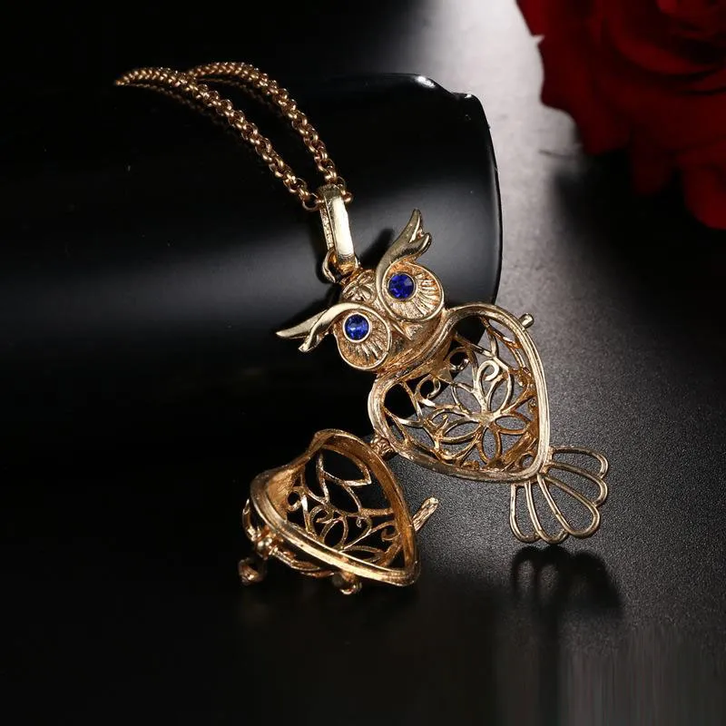 Big Owl Pearl Tillbehör Disffuser Delfiner Halsband Locket Essential Oljediffusor Halsband Holla ut Locket Cage Hängsmycke Halsband