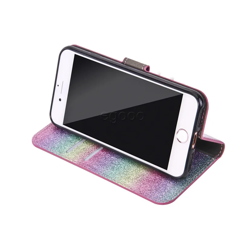 Voor iPhone X Wallet Case Bling Leren Cases Portemonnee Achterkant Cover met Kaart Slot voor iPhone 8 7 6 6 S Plus 5 Sumsung Note8 S8 Plus S7 S6