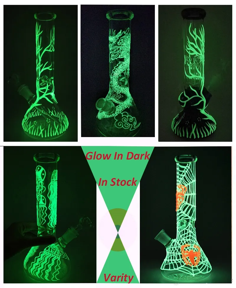 Wholesale Glow In The Dark Bong Hitman Glass Dab Rigs Beaker Bongs